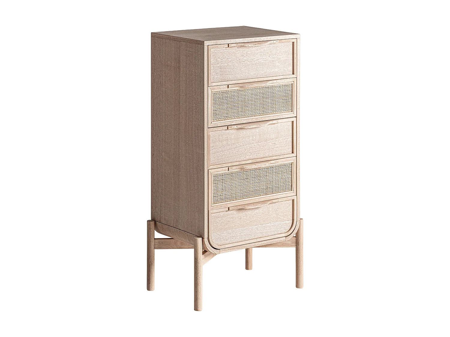 Chiffonier en bois de frêne brun clair  en 52x35x100 cm