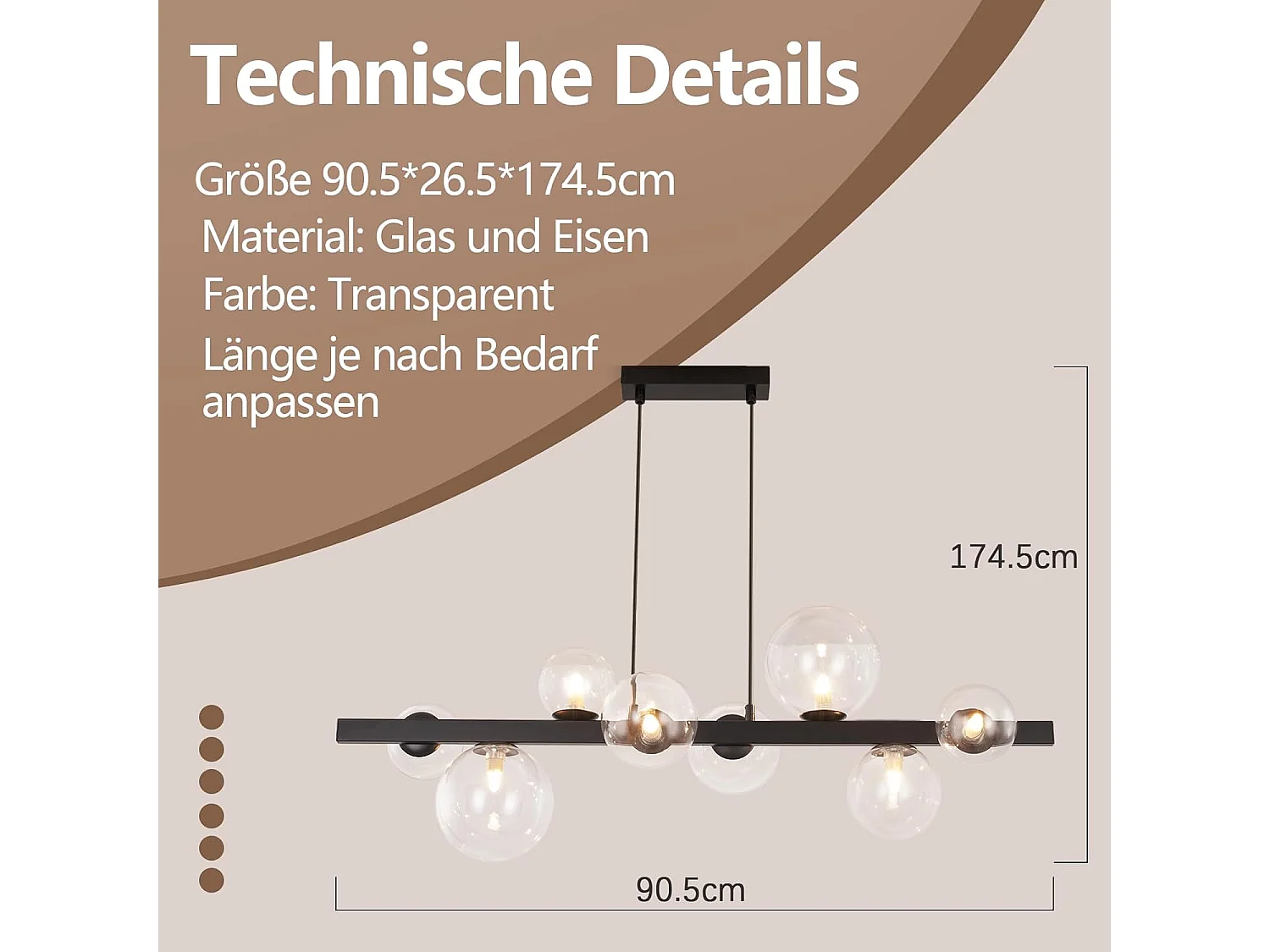 NETTLIFE Suspension table à manger lampe suspendue salon suspendu G9 suspension 8 ampoules verre moderne