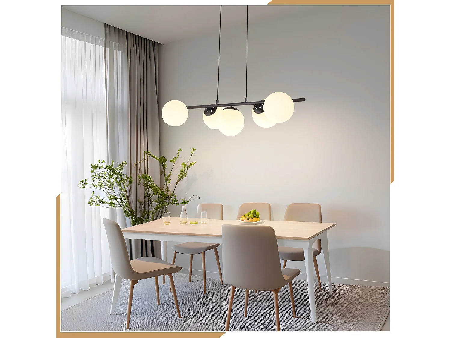 NETTLIFE Hanglamp modern - 5xE27 - glazen - zwart - 150CM in hoogte verstelbaar eettafel lamp - voor woonkamer bar - zonder lampen