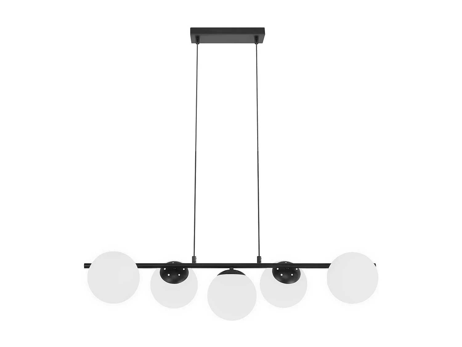 NETTLIFE Hanglamp modern - 5xE27 - glazen - zwart - 150CM in hoogte verstelbaar eettafel lamp - voor woonkamer bar - zonder lampen