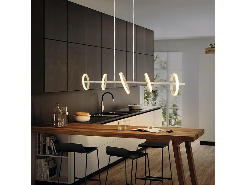 NETTLIFE Lampe à suspension LED  moderne 31 W avec anneaux amovibles rotatifs blanc chaud 3000 K