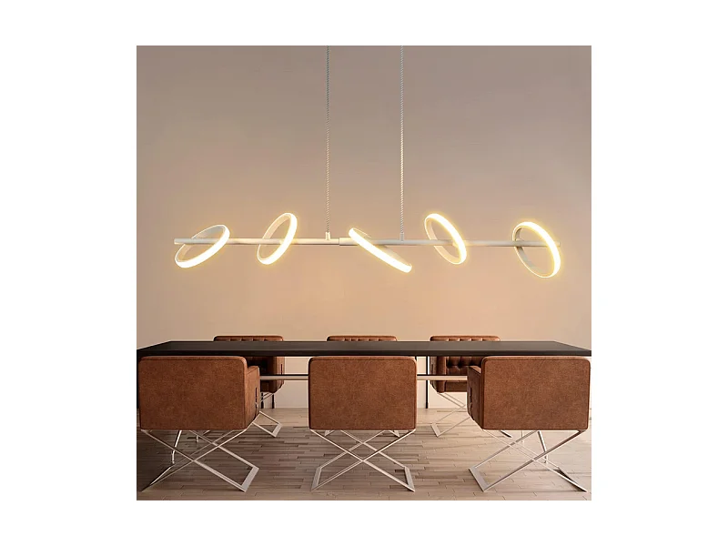NETTLIFE Lampe à suspension LED  moderne 31 W avec anneaux amovibles rotatifs blanc chaud 3000 K
