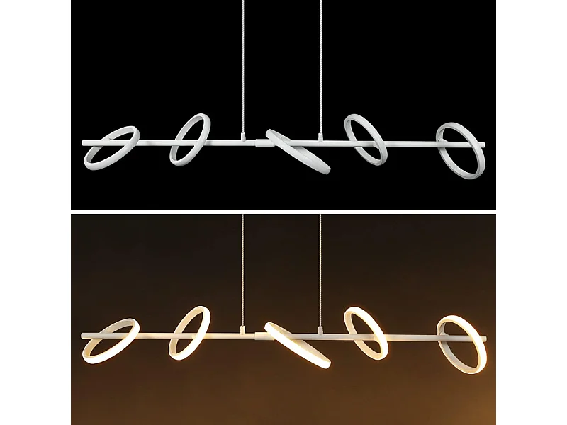 NETTLIFE Nowoczesna lampa wisząca LED o mocy 31 W ze zdejmowanymi obrotowymi pierścieniami, barwa ciepła biała 3000 K