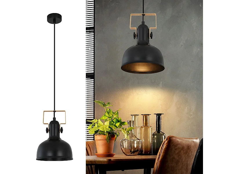 NETTLIFE Vintage Lampa Wisząca 1 Płomień Czarny Retro Industrial E27 Gniazdo MAX.40W