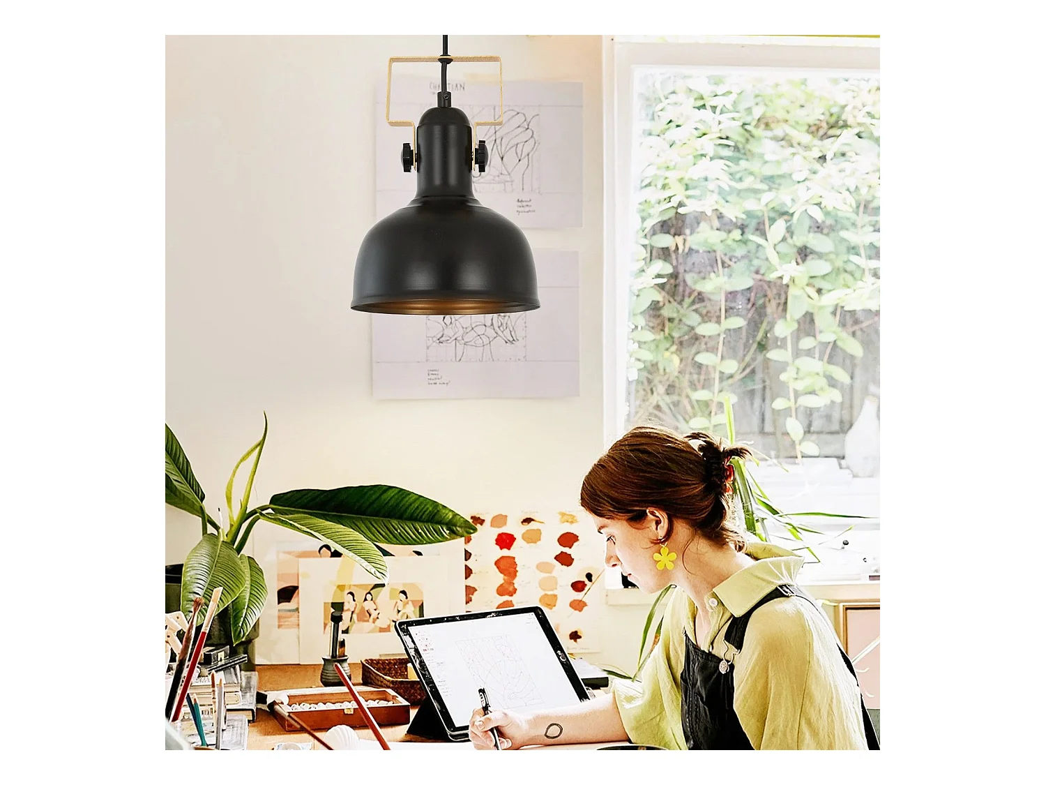 NETTLIFE Hanglamp E27 - Zwart - IJzeren - draaibaar Eetkamerlamp - Vintage - voor Eettafel | Slaapkamer | Keuken | Bar | Hal | Woonkamer - MAX.40W