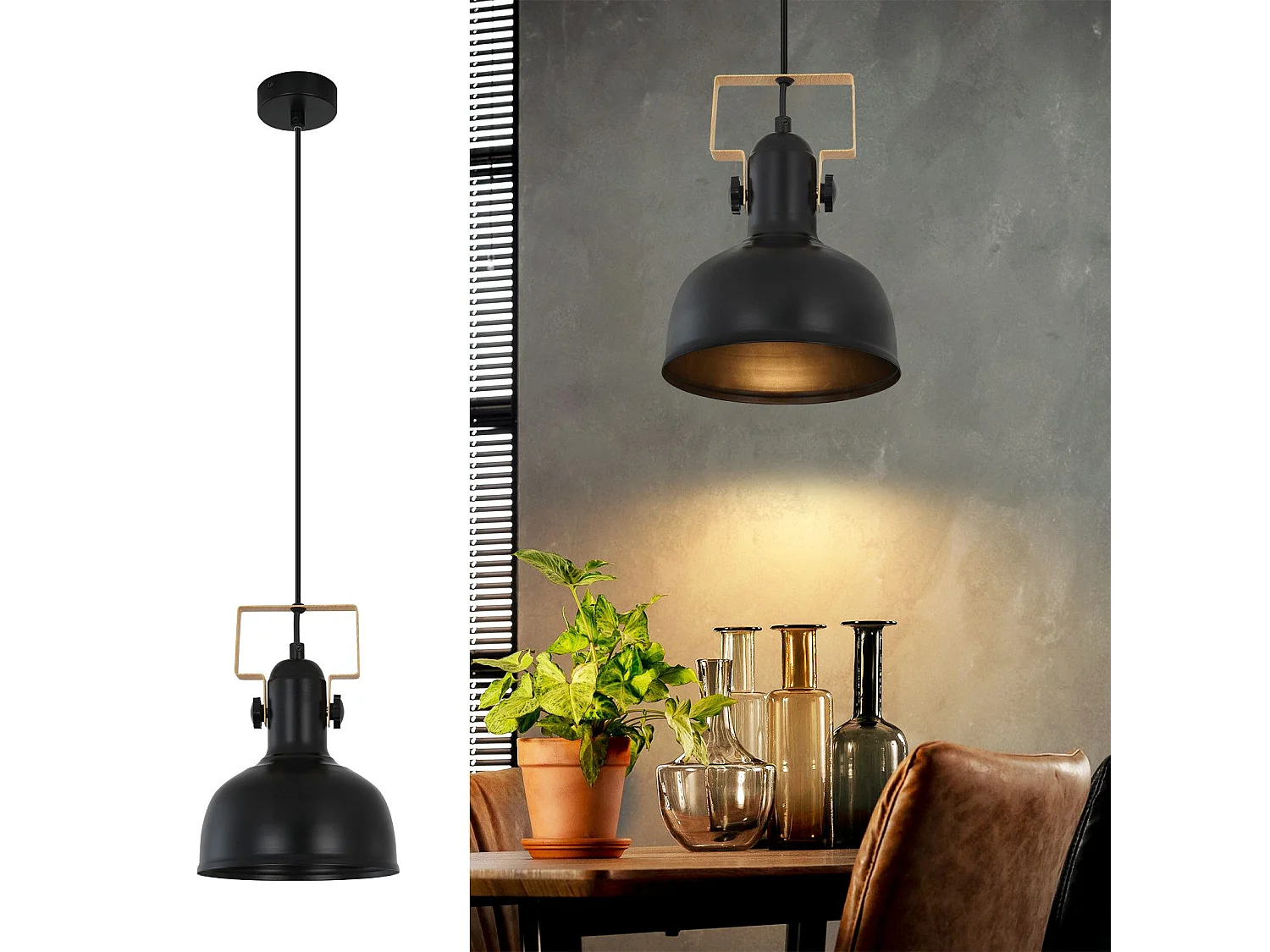 NETTLIFE Lampe à Suspendre Vintage 1 flamme Noir Rétro Industrielle Douille E27 MAX.40W