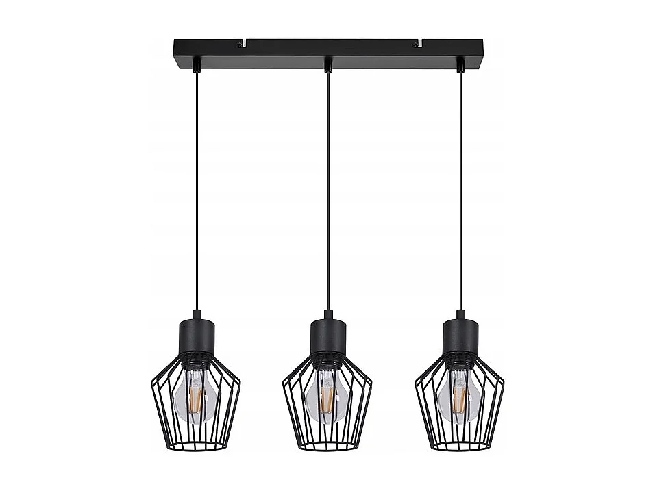NETTLIFE Suspension 3 flammes suspension métal industrielle noir LED E27 métal