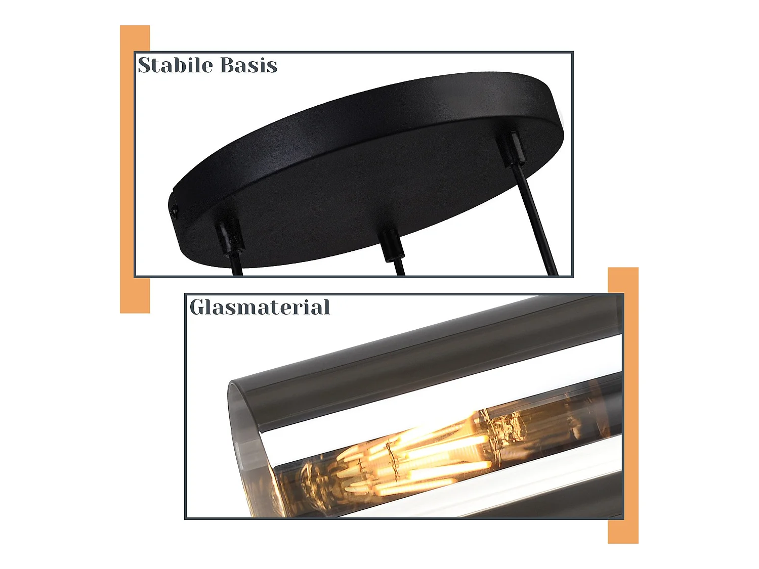 NETTLIFE Lampa wisząca 3-żarówkowa szklana lampa wisząca E27 LED, czarna, okrągła lampa wisząca