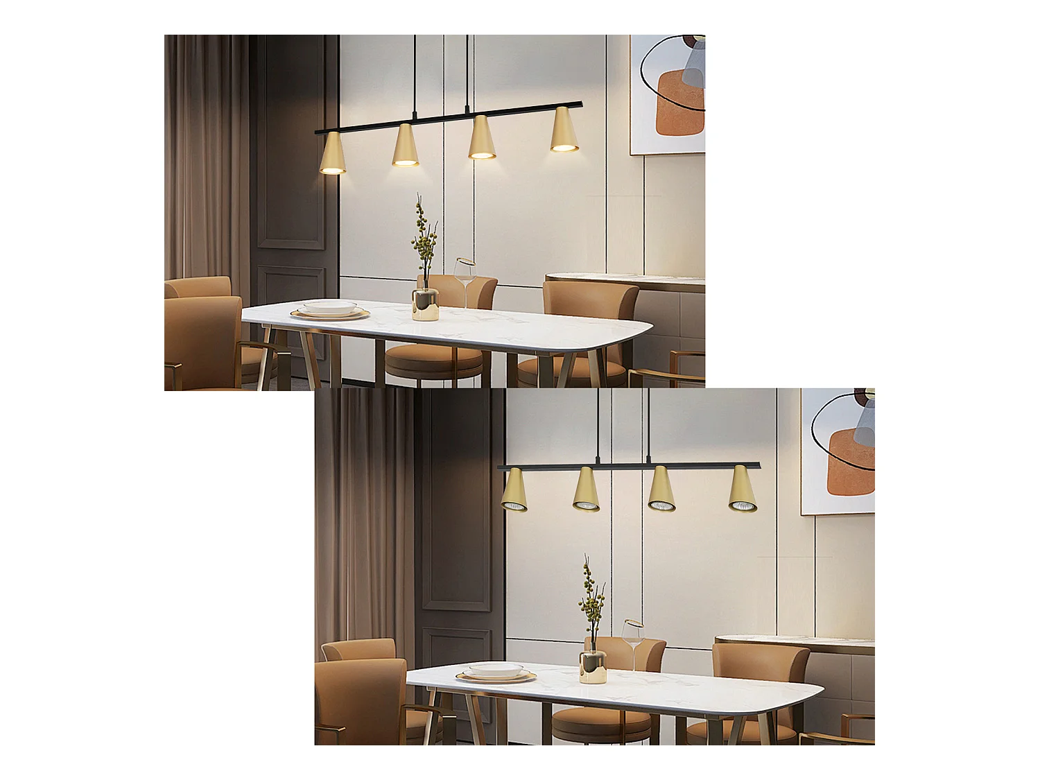 NETTLIFE Lampe suspendue table à manger suspension or: GU10 suspension moderne e 4 flammes métal en noir industriel