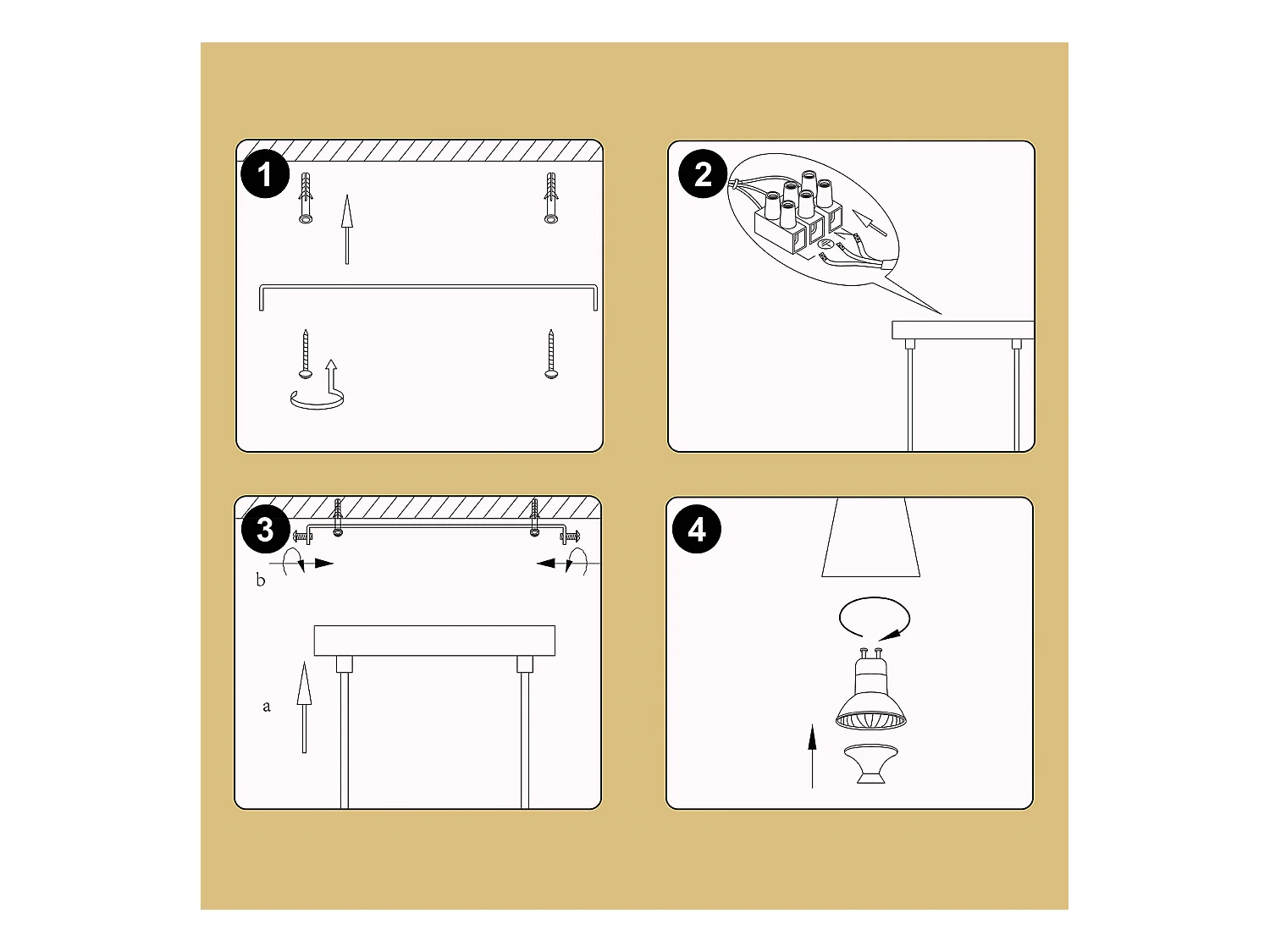 NETTLIFE Lampe suspendue table à manger suspension or: GU10 suspension moderne e 4 flammes métal en noir industriel