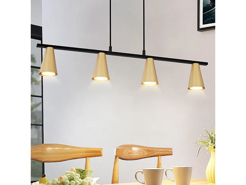 NETTLIFE Lampe suspendue table à manger suspension or: GU10 suspension moderne e 4 flammes métal en noir industriel