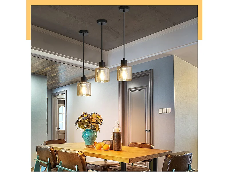 Esstisch Pendelleuchte Vintage Hängelampe E27 Schwarz Pendelleuchte 1-flammig