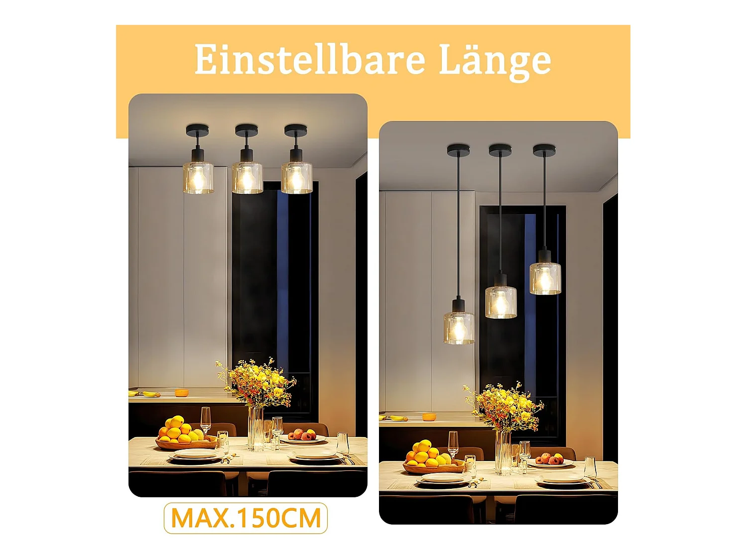 NETTLIFE Hanglamp - E27 fitting - Bernstein - rond - Glas - Vintage Eettafellamp 11cm - Industriele Eetkamerlamp - voor voor Keuken | Woonkamer | Hal | Kantoor