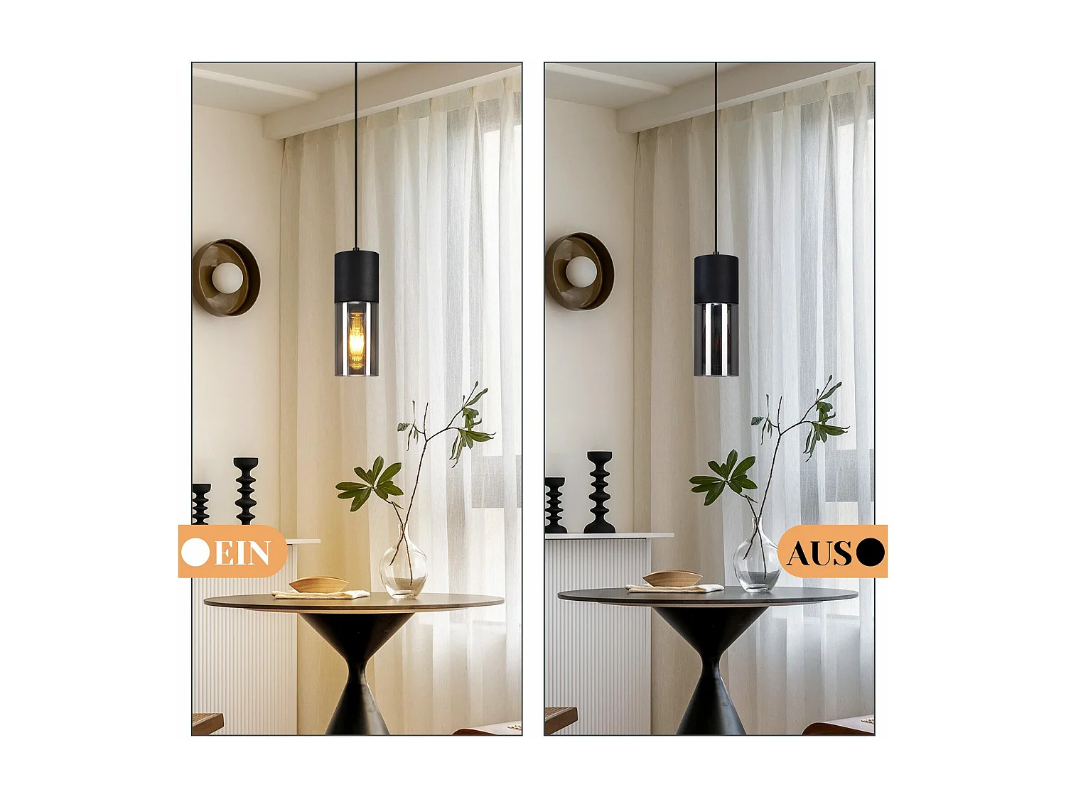 NETTLIFE Suspension lampe suspension noire E27 cuisine verre noir métal 1 ampoule industrielle moderne