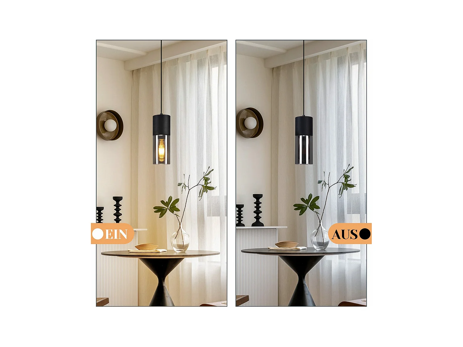 NETTLIFE Suspensión lámpara de suspensión negra E27 para cocina, vidrio negro, metal, 1 bombilla industrial moderna