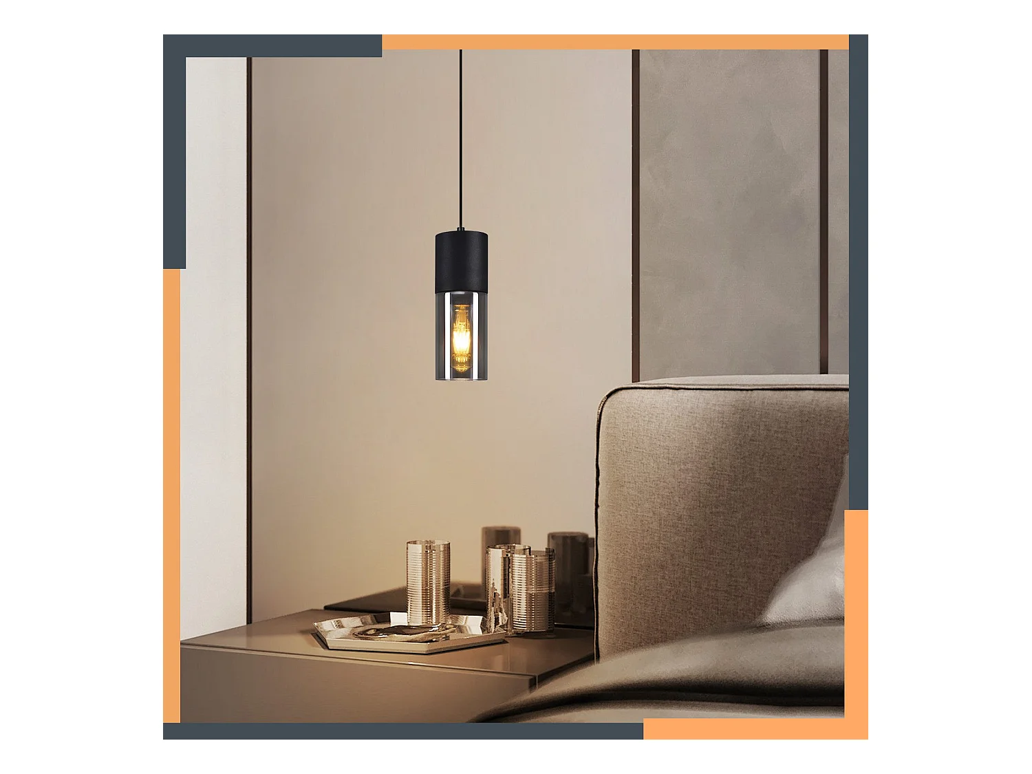 NETTLIFE Suspensión lámpara de suspensión negra E27 para cocina, vidrio negro, metal, 1 bombilla industrial moderna