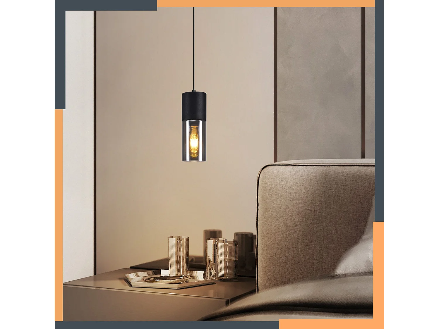 NETTLIFE Suspension lampe suspension noire E27 cuisine verre noir métal 1 ampoule industrielle moderne