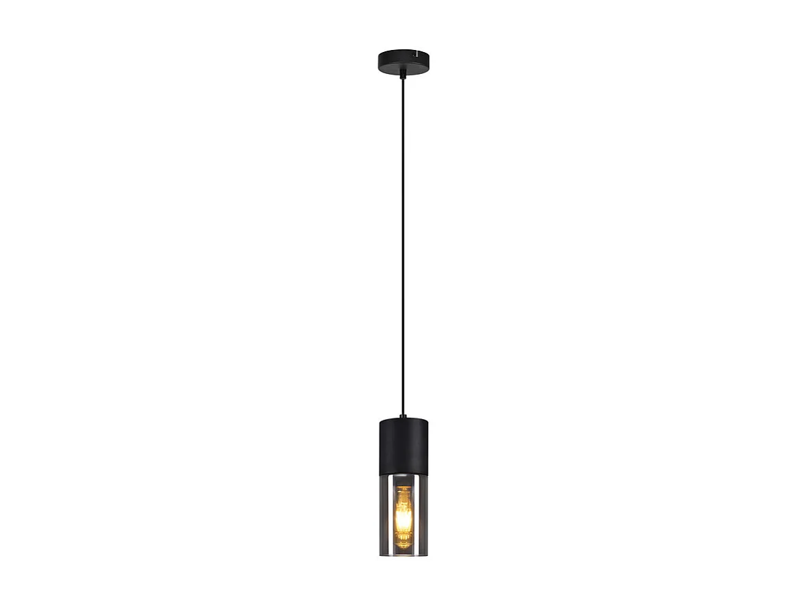 NETTLIFE Suspension lampe suspension noire E27 cuisine verre noir métal 1 ampoule industrielle moderne