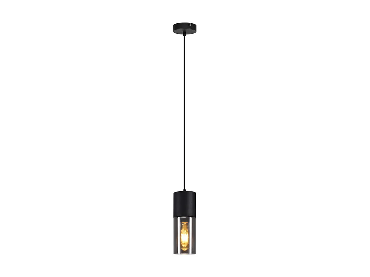 NETTLIFE Suspension lampe suspension noire E27 cuisine verre noir métal 1 ampoule industrielle moderne