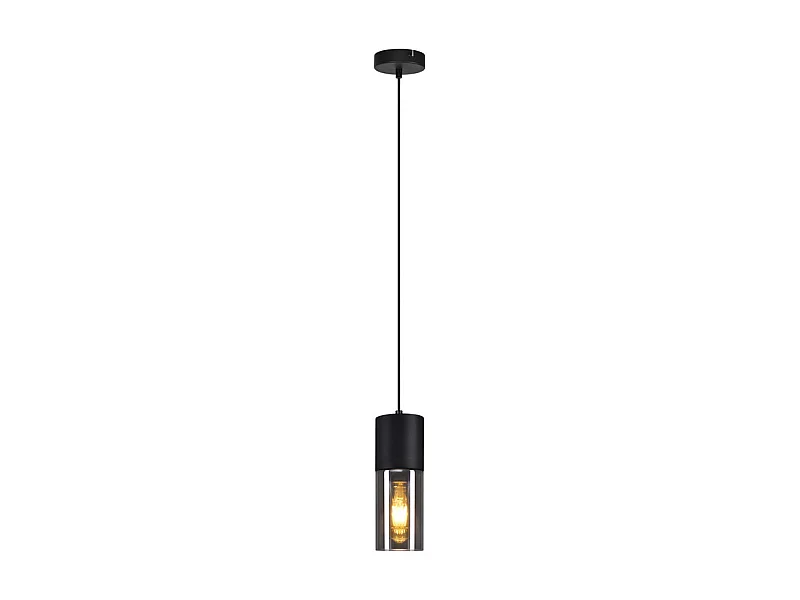 NETTLIFE Suspension lampe suspension noire E27 cuisine verre noir métal 1 ampoule industrielle moderne