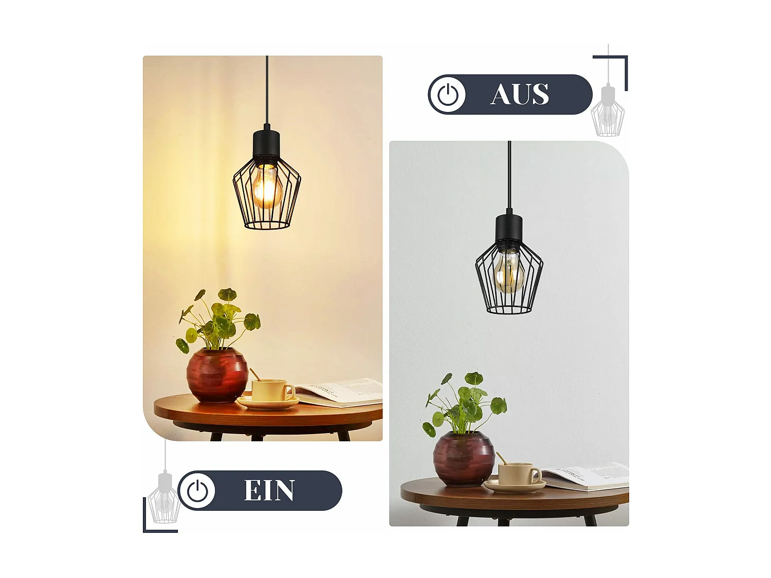 NETTLIFE Suspension table à manger suspension noire suspension E27 1 flamme métal