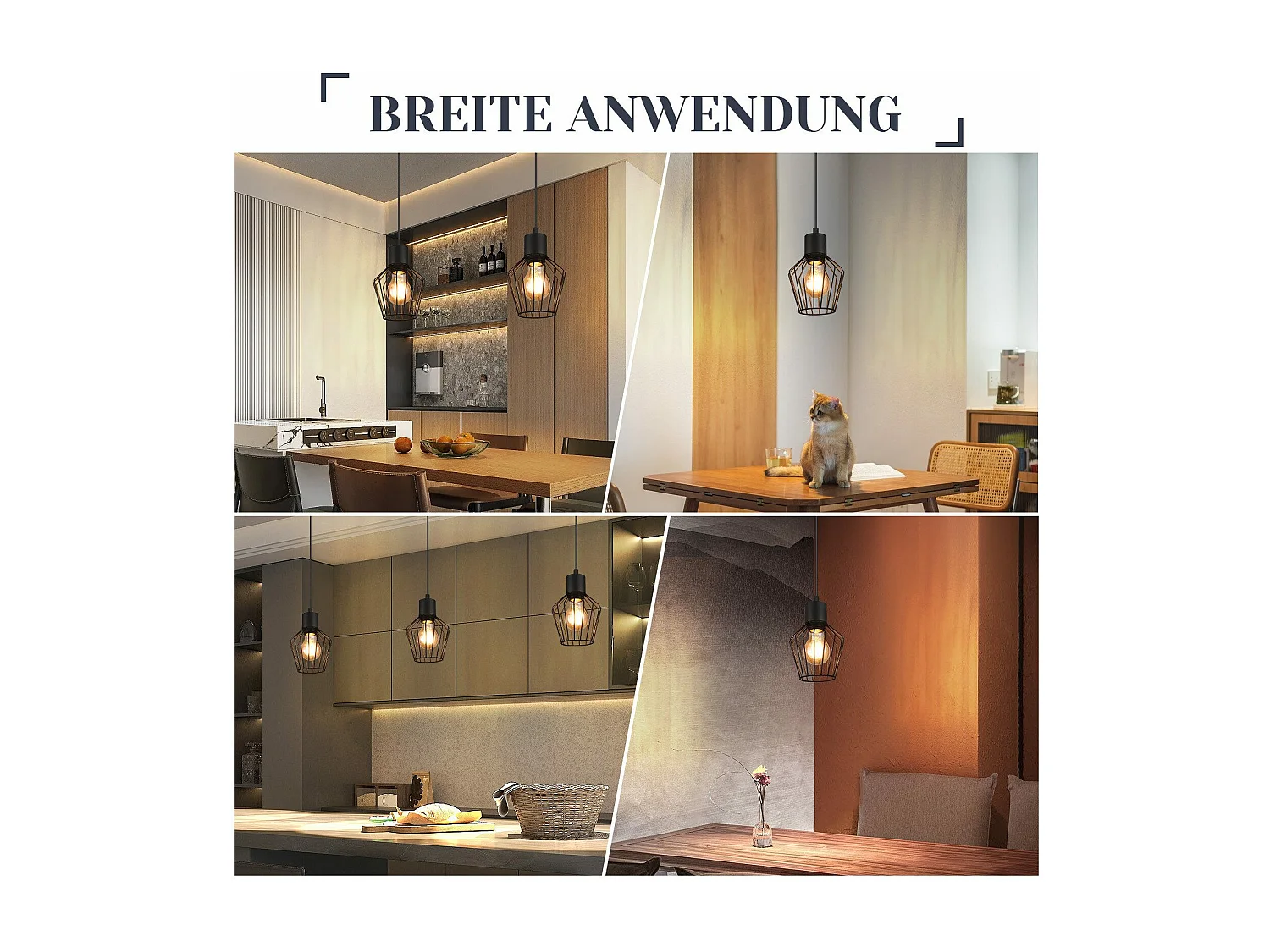 NETTLIFE Suspension table à manger suspension noire suspension E27 1 flamme métal