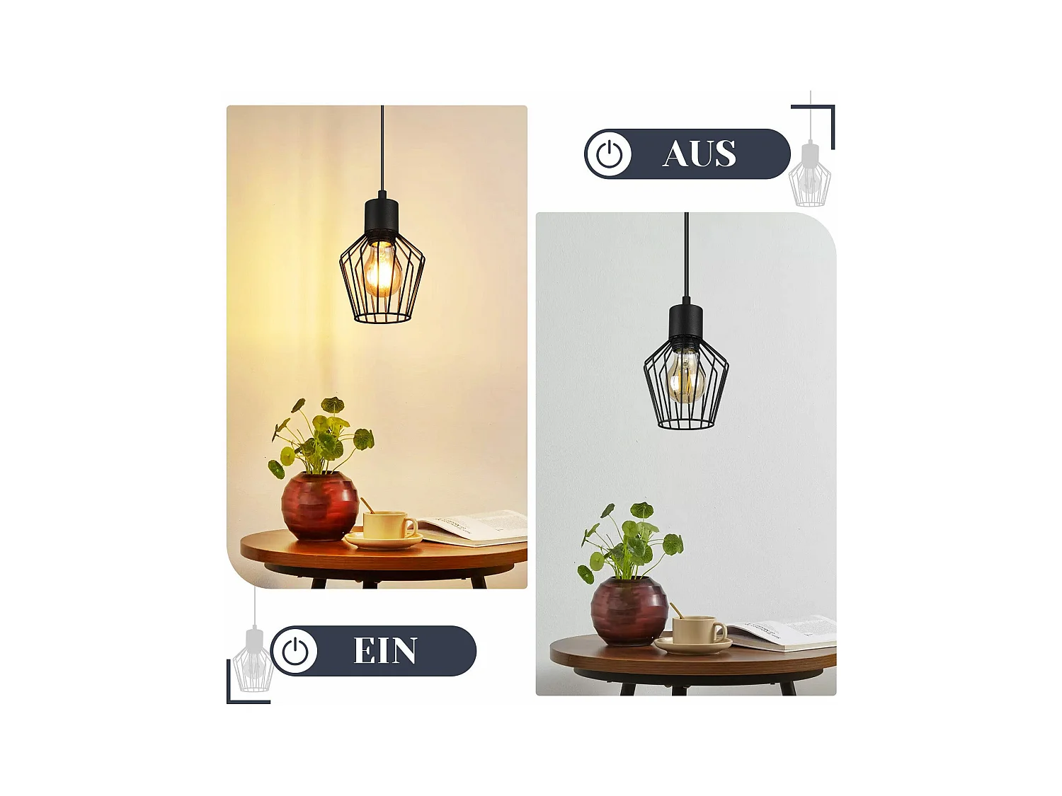NETTLIFE Suspension table à manger suspension noire suspension E27 1 flamme métal