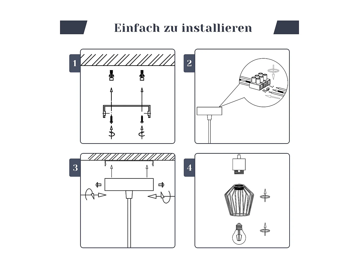 NETTLIFE Suspension table à manger suspension noire suspension E27 1 flamme métal