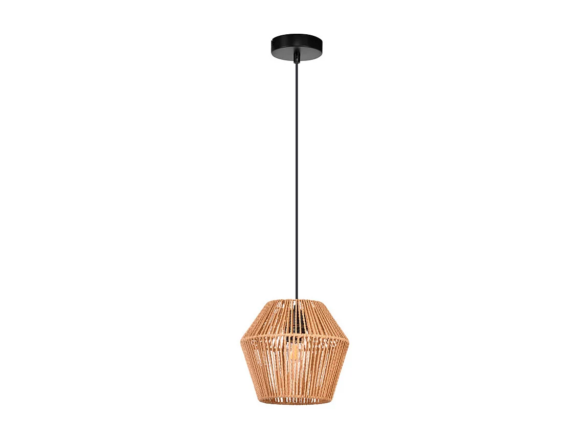 NETTLIFE Lampe à suspension vintage en rotin 150 cm E27 40W