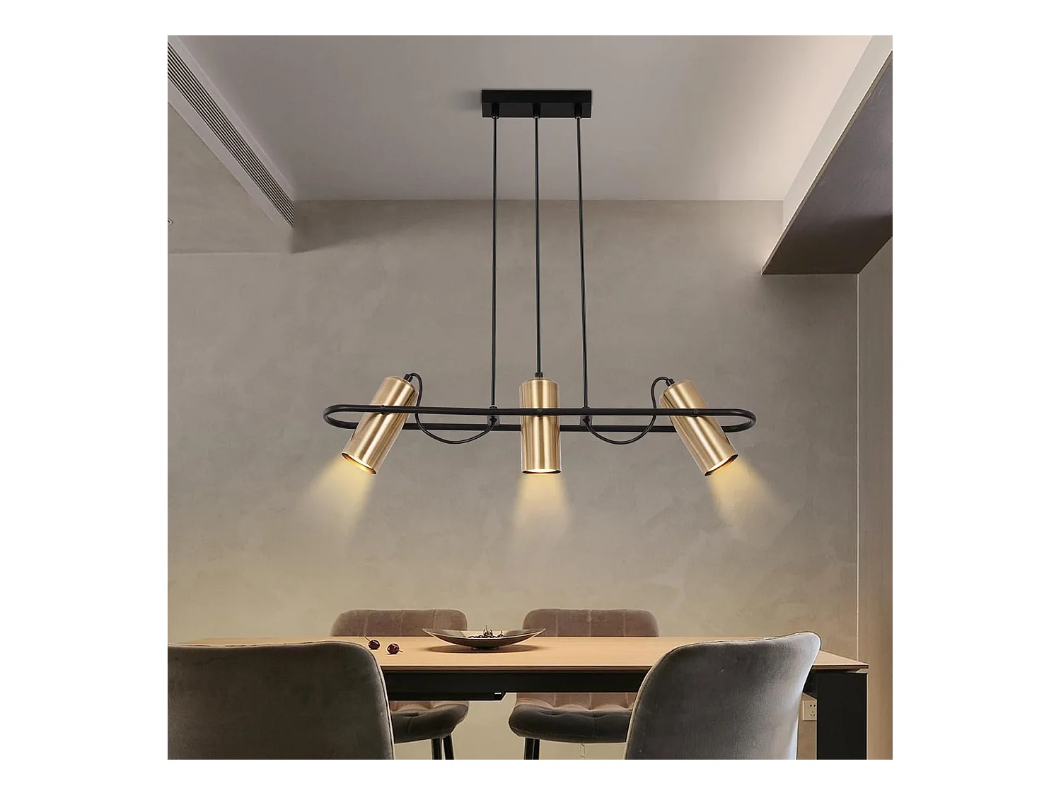 NETTLIFE Suspension Vintage 3 Flammes Salle à manger Lampe à suspendre or Design industriel GU10