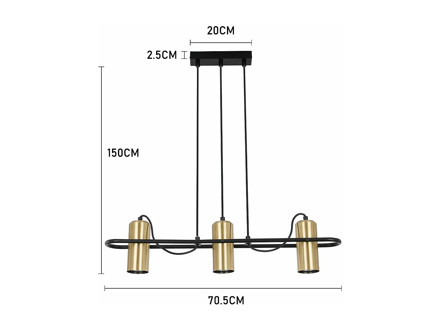 NETTLIFE Hanglamp GU10 - 3-Lichts - Zwart Goud - draaibaar 150° - Vintage - Eetkamerlamp Industrieel - Keukenlamp Hangend - voor Eettafel | Woonkamer | Bar