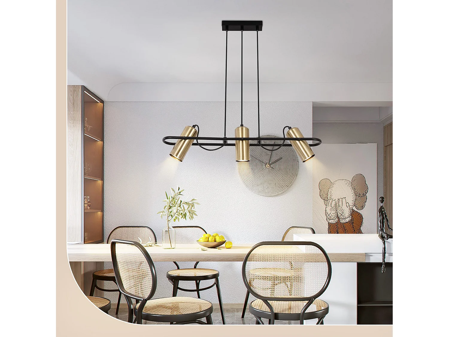 NETTLIFE Suspension Vintage 3 Flammes Salle à manger Lampe à suspendre or Design industriel GU10