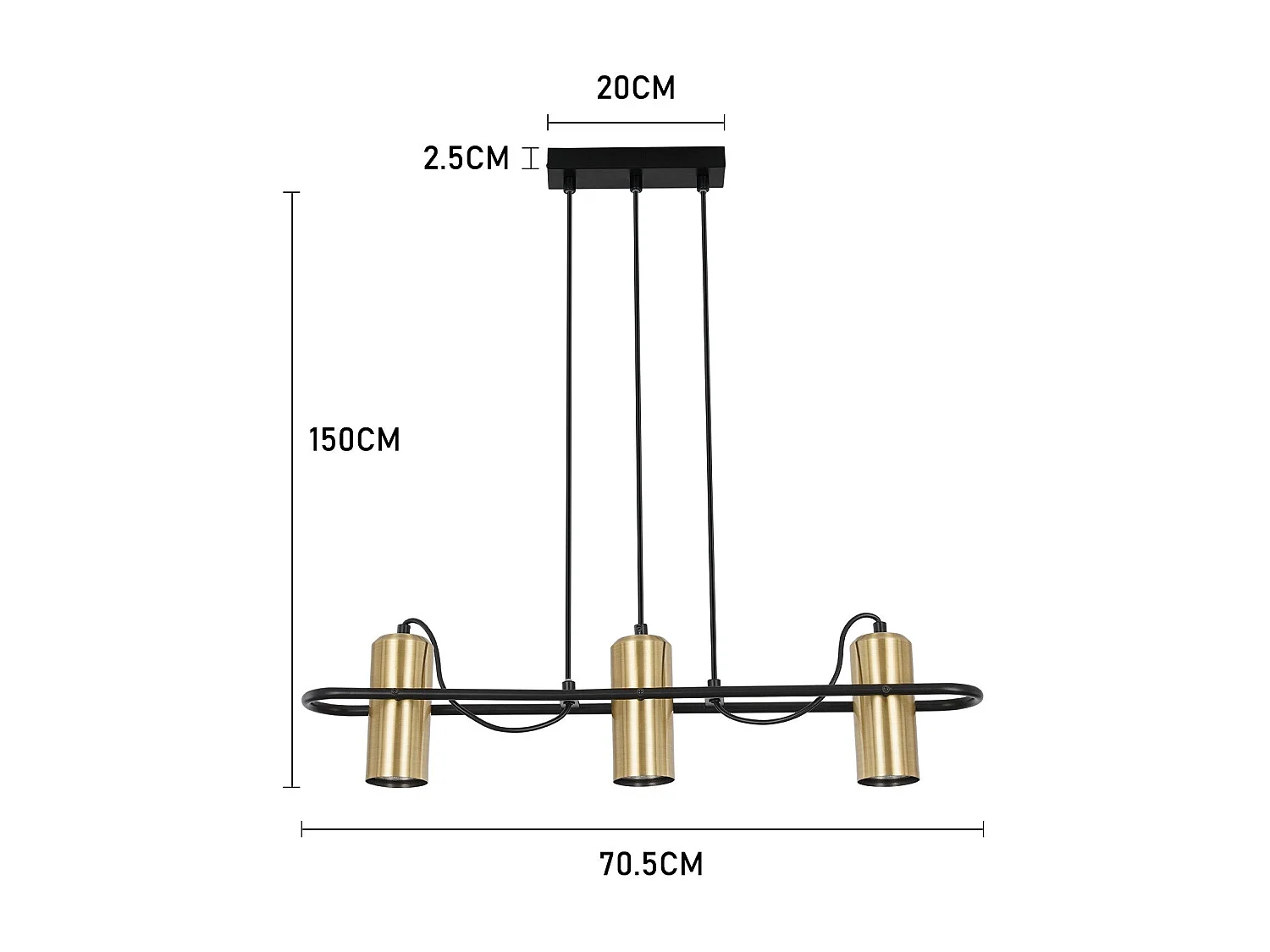 NETTLIFE Hanglamp GU10 - 3-Lichts - Zwart Goud - draaibaar 150° - Vintage - Eetkamerlamp Industrieel - Keukenlamp Hangend - voor Eettafel | Woonkamer | Bar