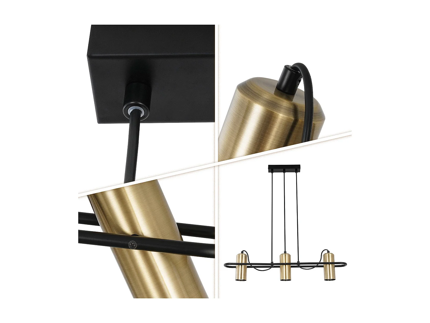 NETTLIFE Hanglamp GU10 - 3-Lichts - Zwart Goud - draaibaar 150° - Vintage - Eetkamerlamp Industrieel - Keukenlamp Hangend - voor Eettafel | Woonkamer | Bar