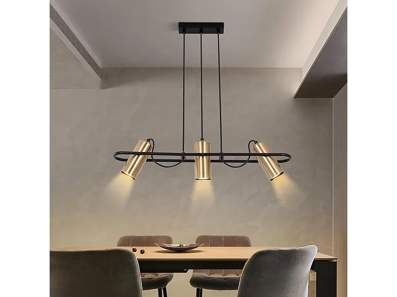 NETTLIFE Suspension Vintage 3 Flammes Salle à manger Lampe à suspendre or Design industriel GU10