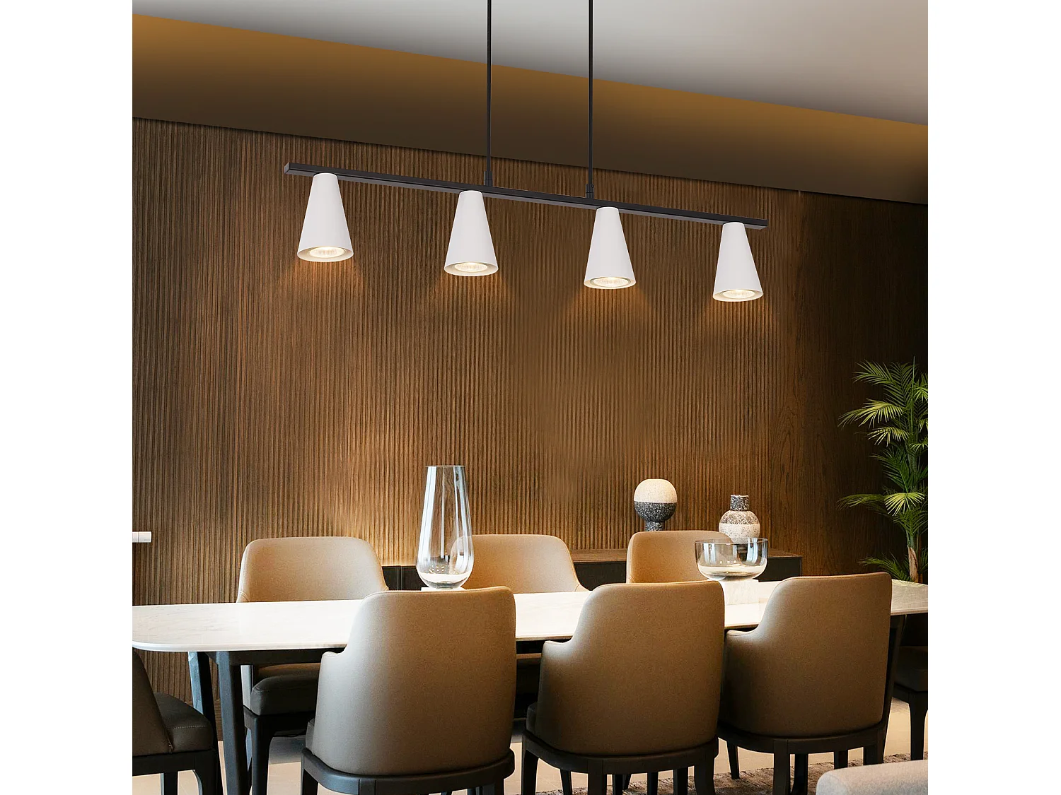 Pendelleuchte Esstischlampe Esstischlampe 4-flammig weiß Metall Gu10 schwarz