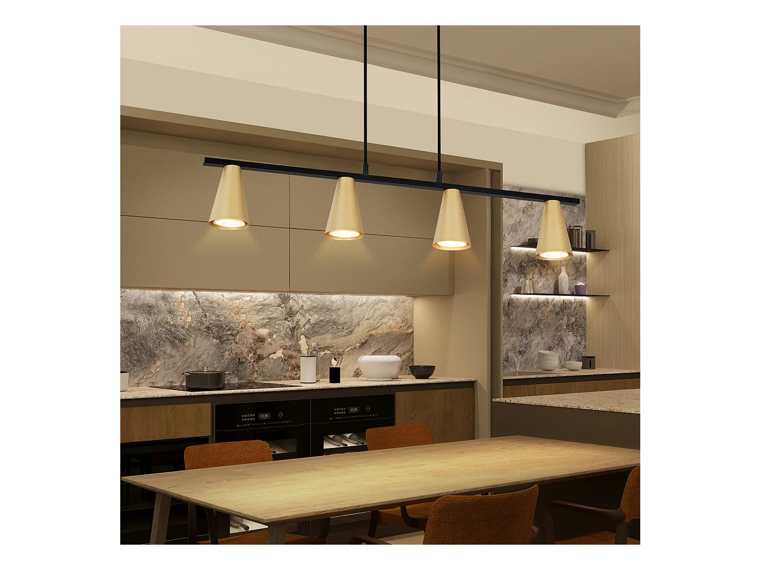 NETTLIFE Hanglamp GU10 - 4-Lichts - wit - kegelvormig Ontwerp - Metaal - Modern Eetkamerlamp Max.25W - voor Keuken | Woonkamer | Hal - Zonder lampen