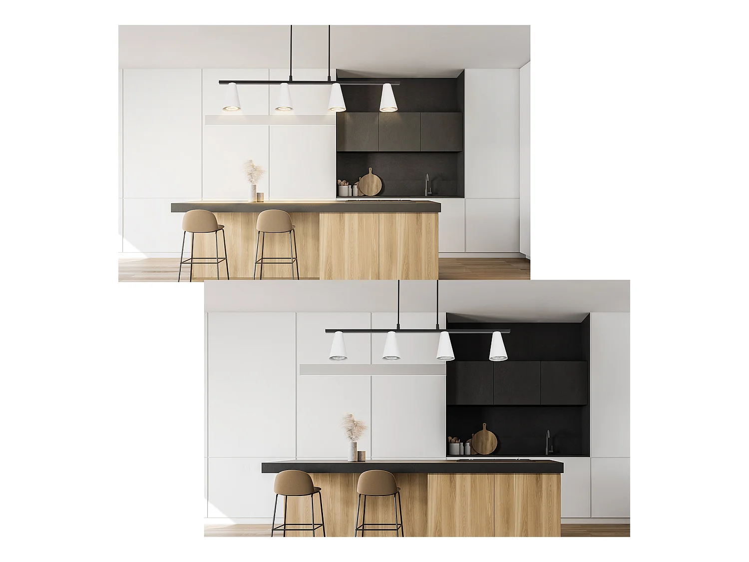 NETTLIFE Lámpara colgante para mesa de comedor, lámpara para mesa de comedor, 4 bombillas metálicas blancas GU10, negro industrial sin bombilla.