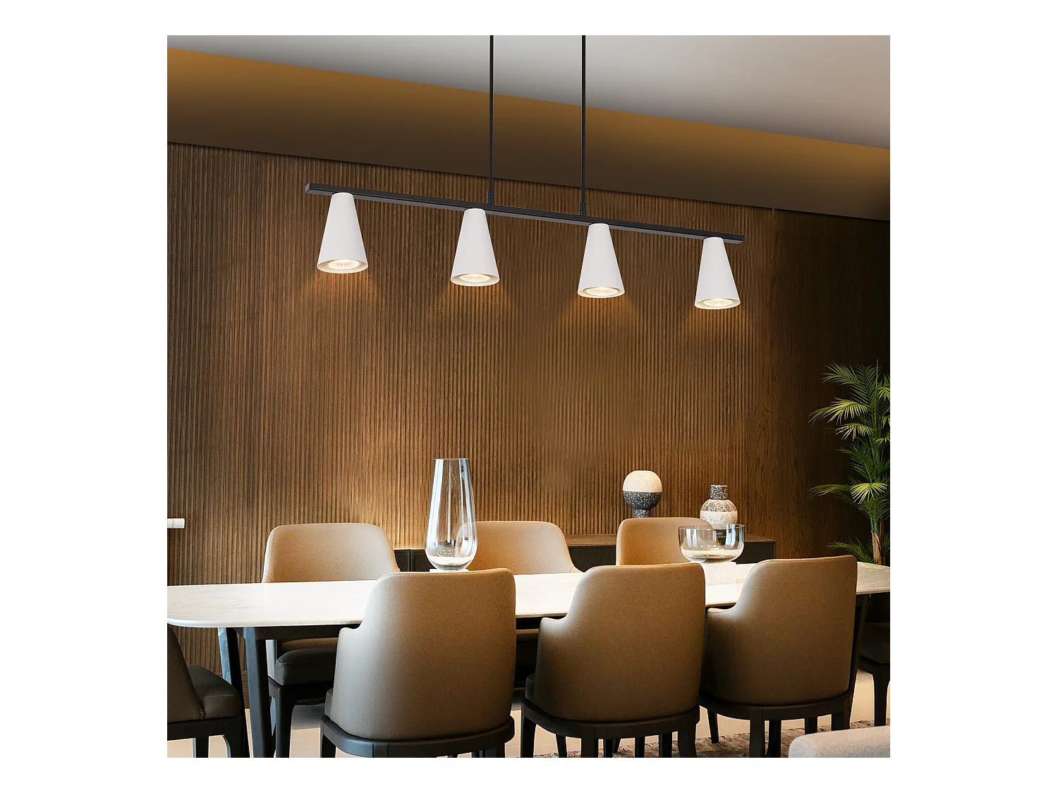 NETTLIFE Lámpara colgante para mesa de comedor, lámpara para mesa de comedor, 4 bombillas metálicas blancas GU10, negro industrial sin bombilla.