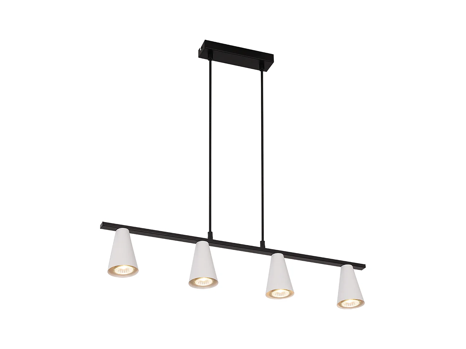 NETTLIFE Lámpara colgante para mesa de comedor, lámpara para mesa de comedor, 4 bombillas metálicas blancas GU10, negro industrial sin bombilla.