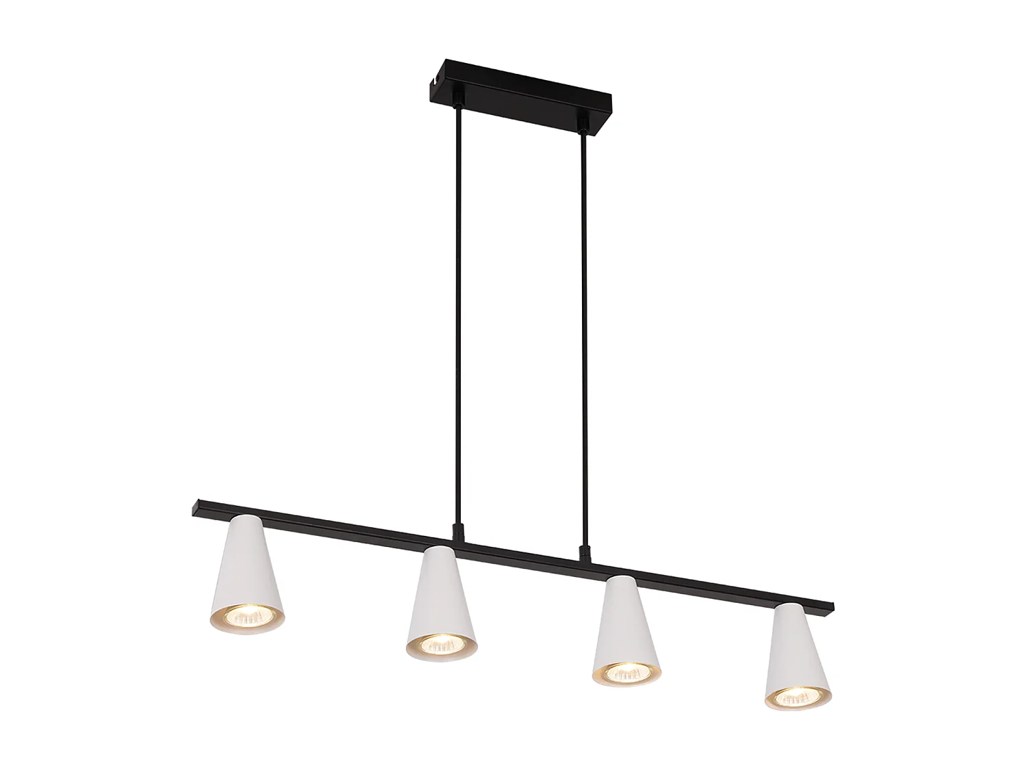 NETTLIFE Lámpara colgante para mesa de comedor, lámpara para mesa de comedor, 4 bombillas metálicas blancas GU10, negro industrial sin bombilla.