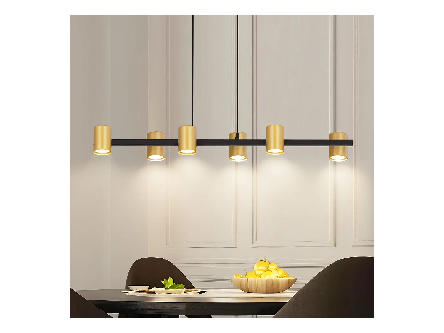 NETTLIFE Suspension table à manger lampe suspendue 6 ampoules noir GU10 métal industrielle