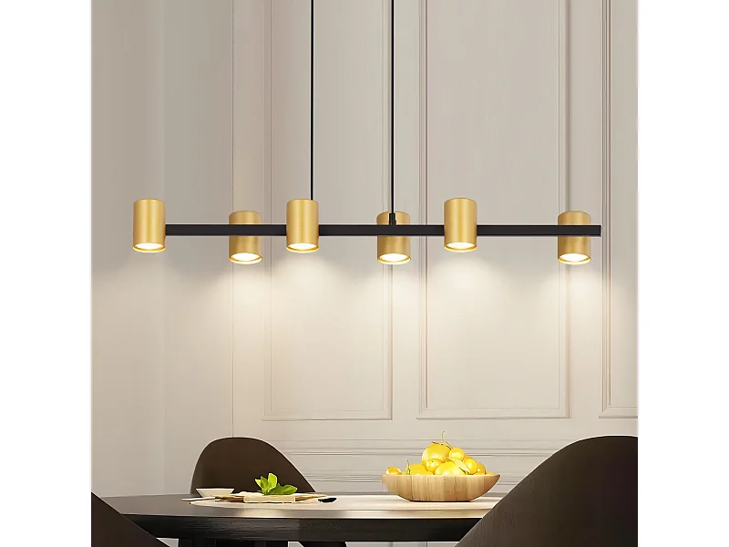 NETTLIFE Suspension table à manger lampe suspendue 6 ampoules noir GU10 métal industrielle