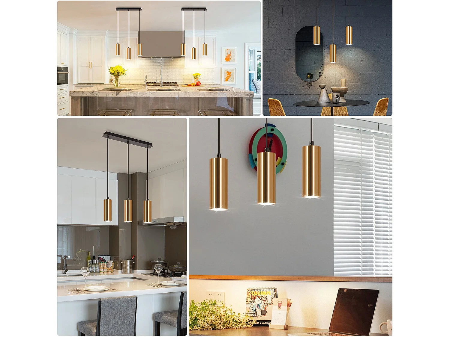 NETTLIFE 3-punktowa lampa wisząca Złoto Czarny Vintage GU10 Industrial