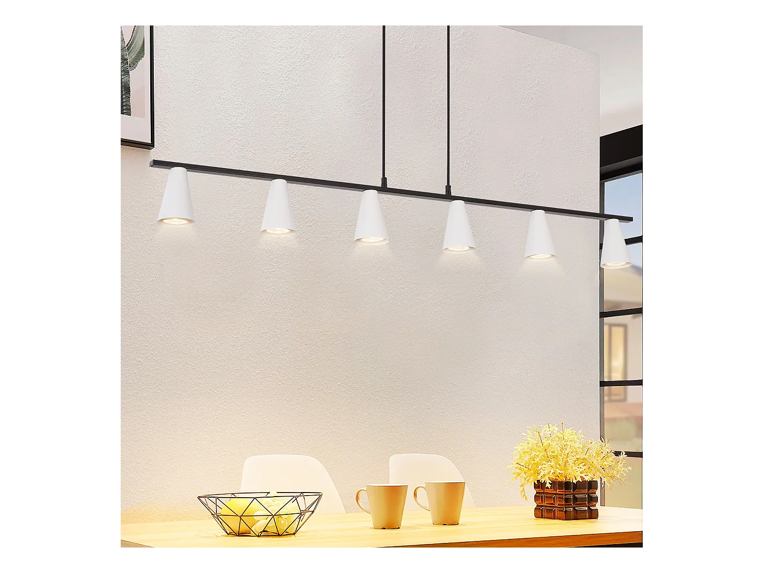 NETTLIFE Suspension table à manger lampe suspendue 6 ampoules - lampe de table à manger suspendue blanc moderne noir GU10 métal