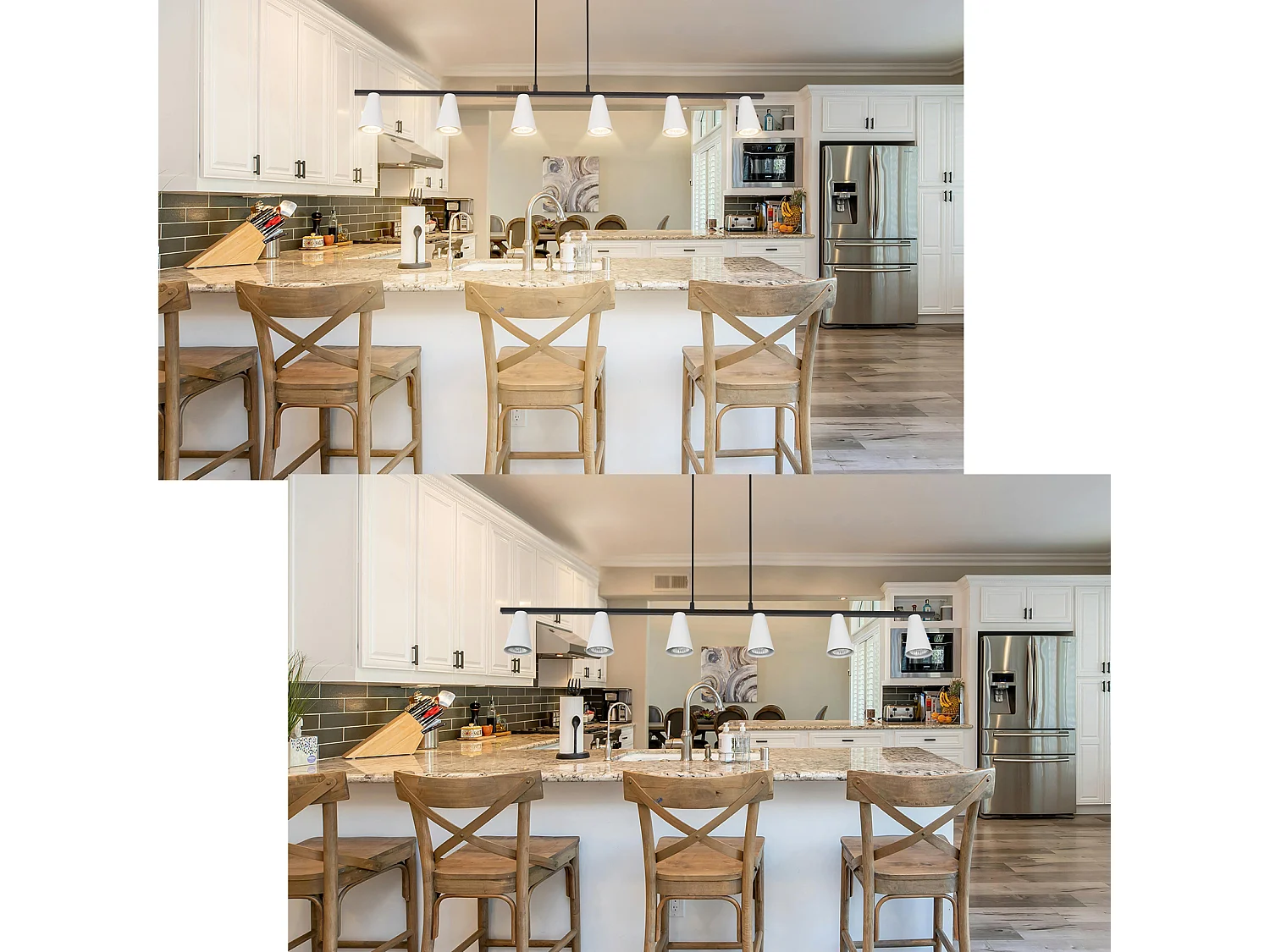 NETTLIFE Zawieszana lampa stołowa do jadalni na 6 żarówek - nowoczesna biała czarna metalowa lampa wisząca GU10 do jadalni