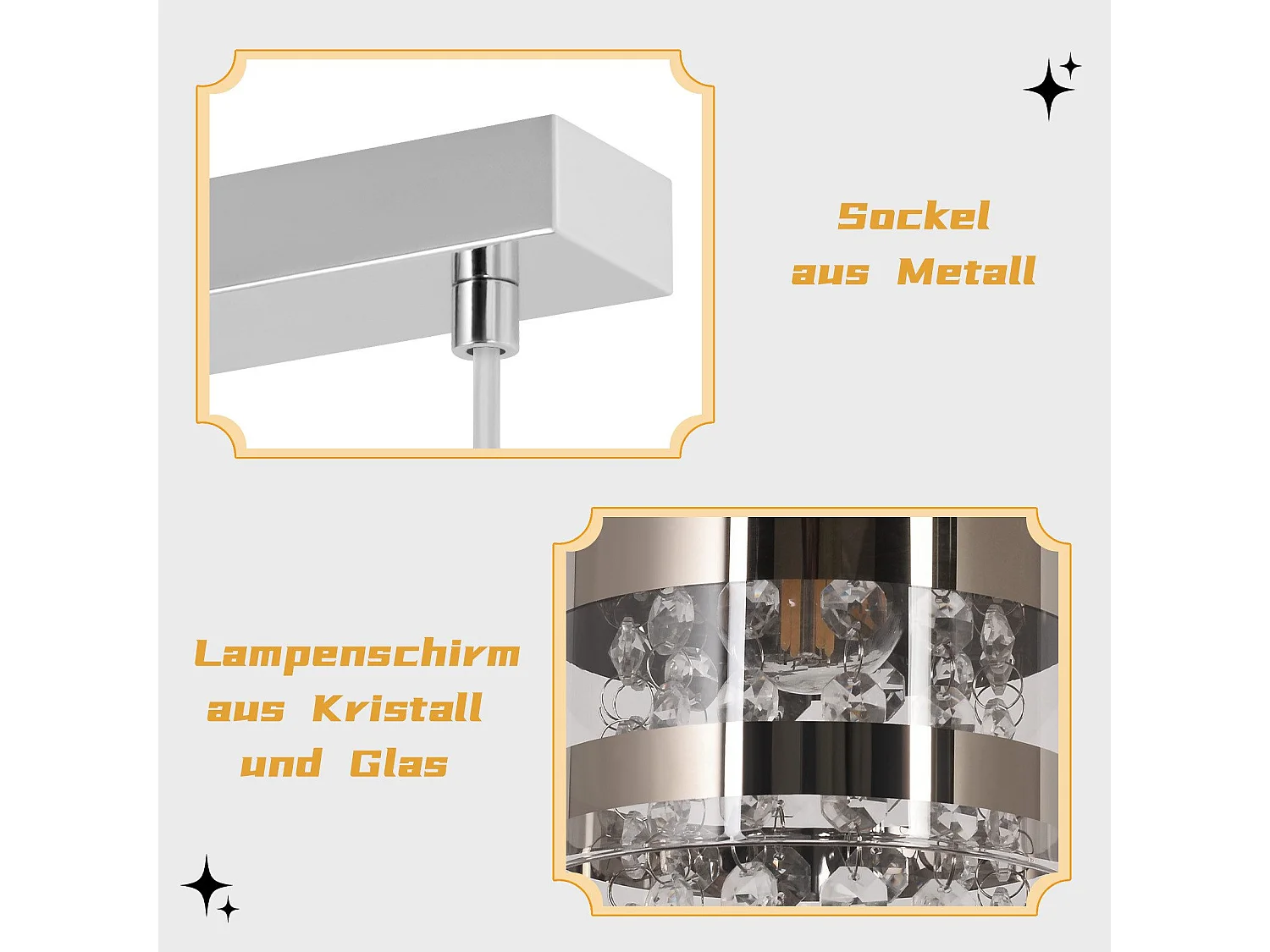 NETTLIFE Hanglamp Kristal 4-Lichts E27 fitting Modern Glazen Eettafellamp Hangend 150CM In Hoogte Verstelbaar Hanglamp voor Eetkamer Keuken Woonkamer Zonder Lampen