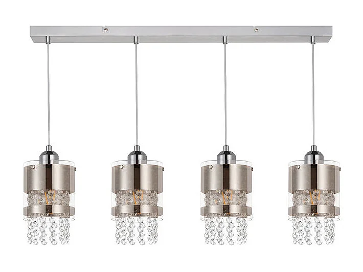NETTLIFE Hanglamp Kristal 4-Lichts E27 fitting Modern Glazen Eettafellamp Hangend 150CM In Hoogte Verstelbaar Hanglamp voor Eetkamer Keuken Woonkamer Zonder Lampen