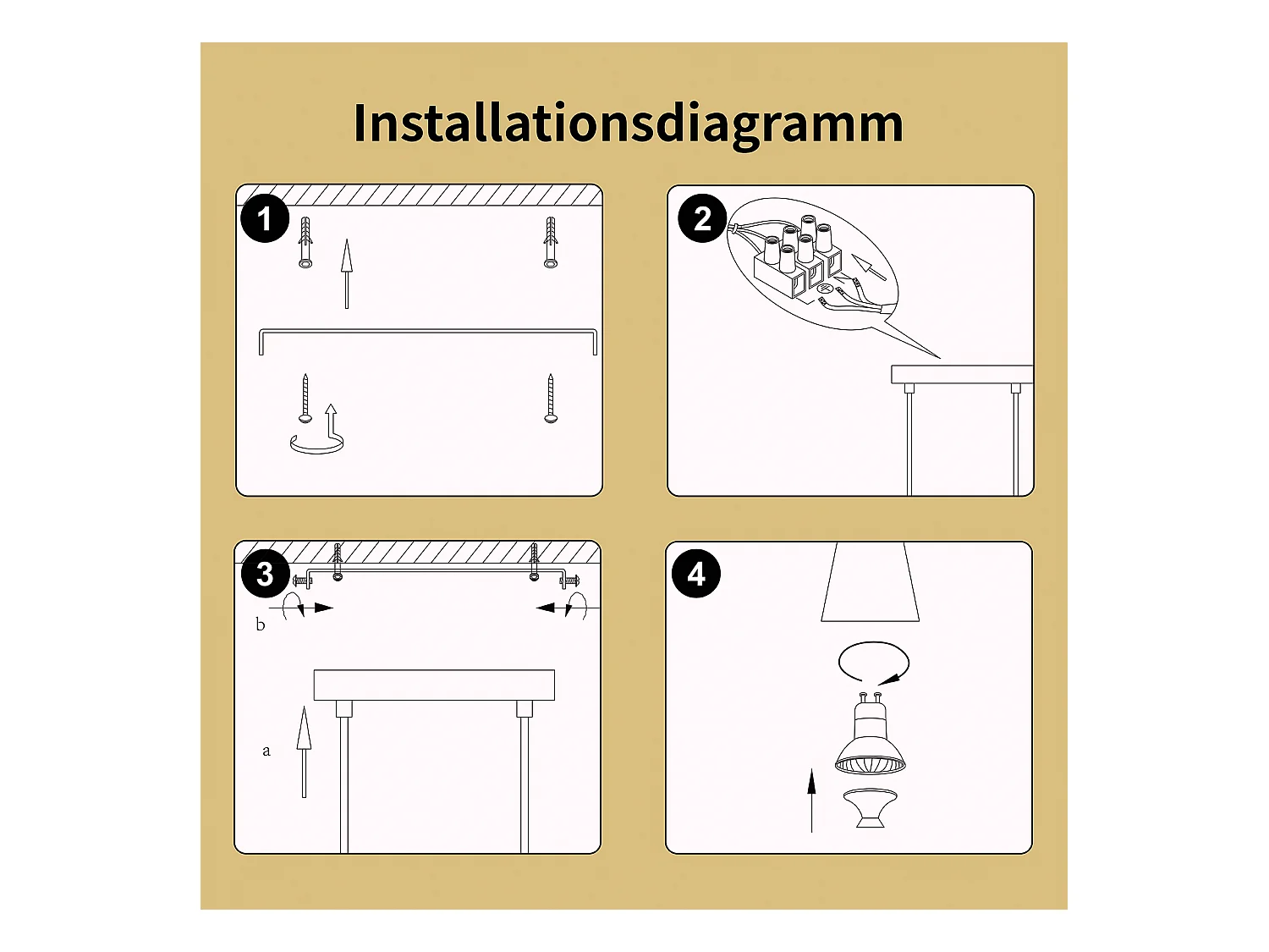 NETTLIFE Lampe suspendue table à manger suspension GU10 : lampe de salle à manger 6 ampoules en métal noir doré moderne industriel