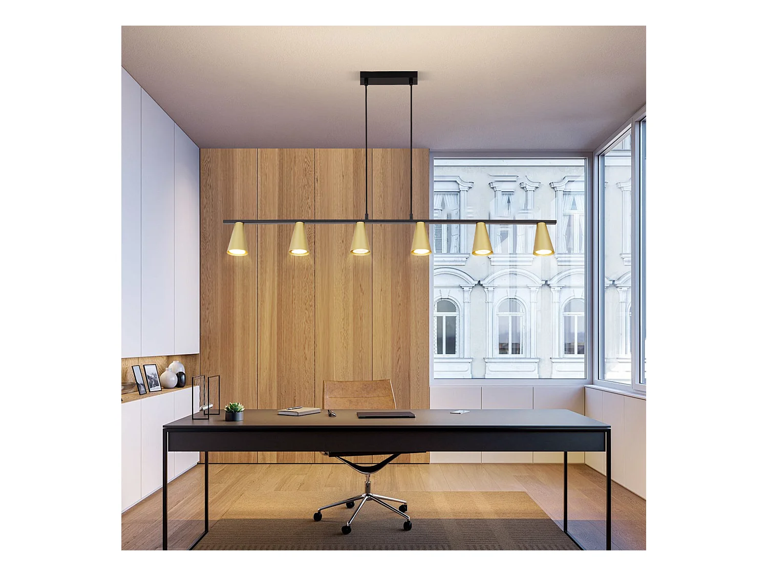 NETTLIFE Lampe suspendue table à manger suspension GU10 : lampe de salle à manger 6 ampoules en métal noir doré moderne industriel